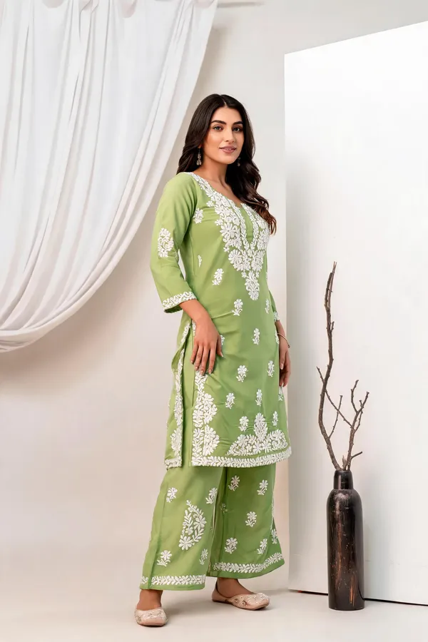 Green_Cotton_Kurta_Set_For_Women