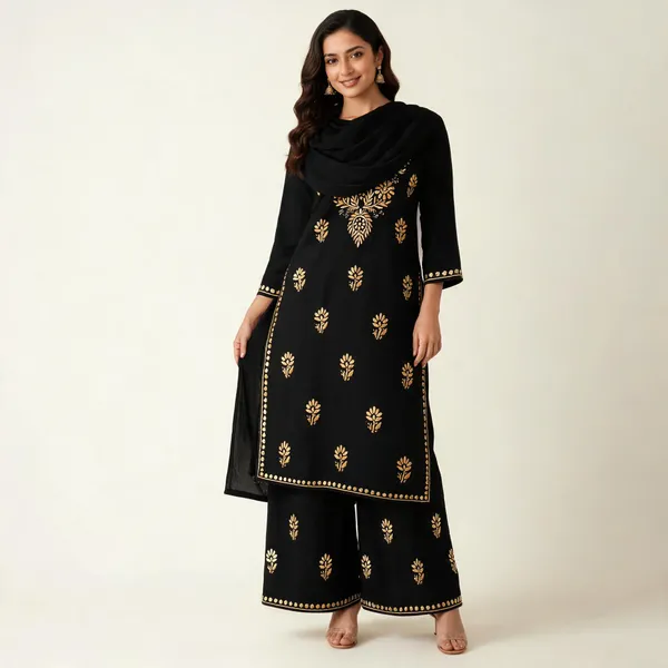 Black_Cotton_Kurta_Set_For_Women