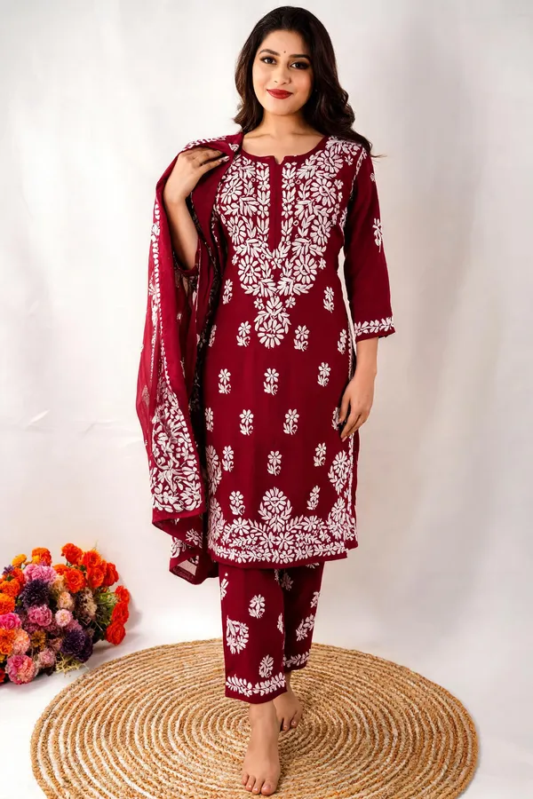Maroon_Cotton_Kurta_Set_For_Women