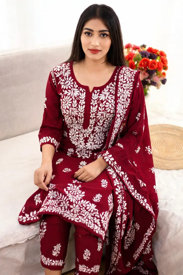 Maroon_Cotton_Kurta_Set_For_Women