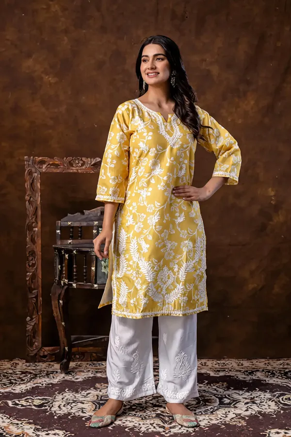 Yellow_Cotton_Kurta_Set_For_Women