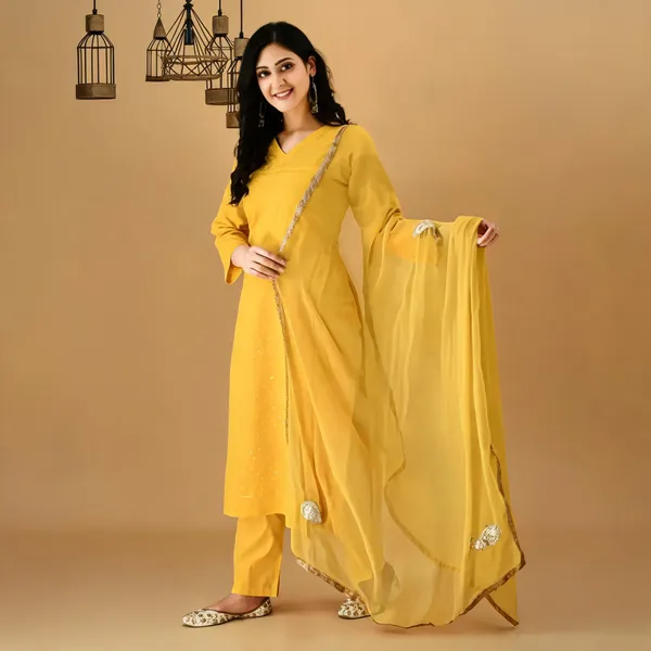 Yellow_Cotton_Kurta_Set_For_Women