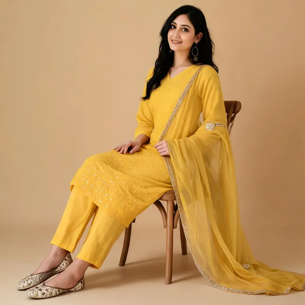 Yellow_Cotton_Kurta_Set_For_Women