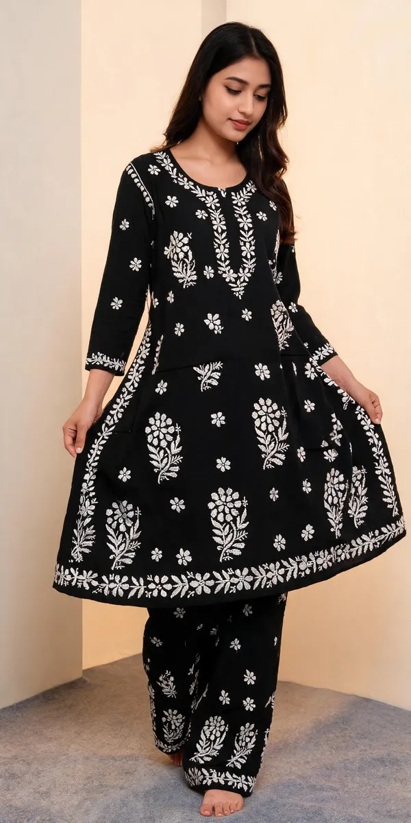 Black_Cotton_Kurta_Set_For_Women