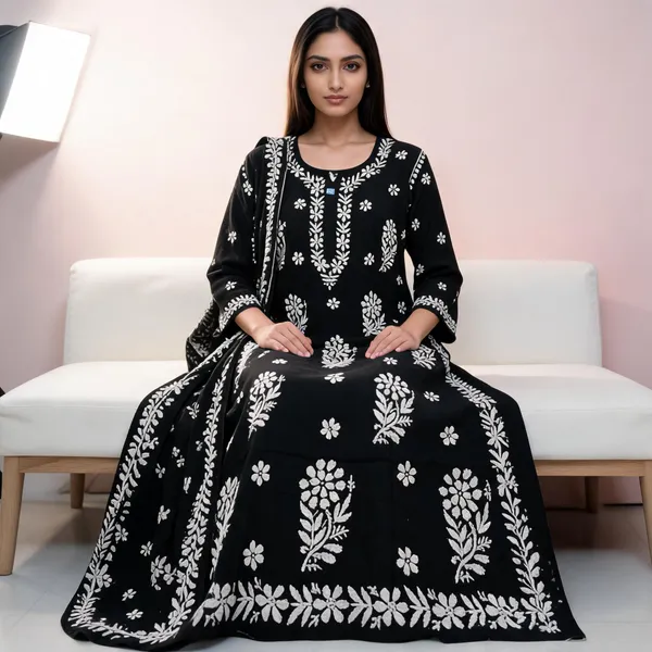 Black_Cotton_Kurta_Set_For_Women