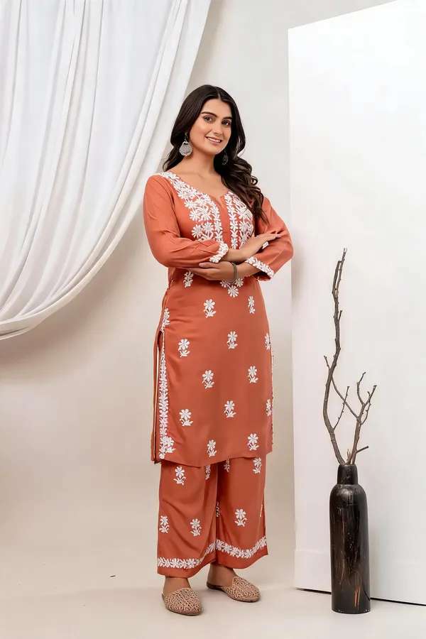 Orange_Cotton_Kurta_Set_For_Women