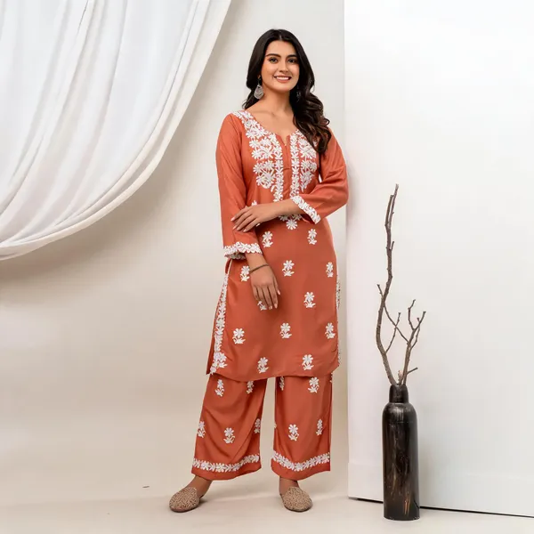 Orange_Cotton_Kurta_Set_For_Women