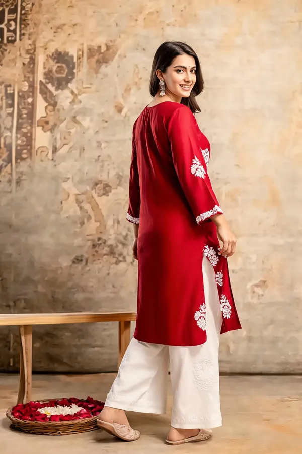 Maroon_Cotton_Palazzo_Kurta_Set_For_Women