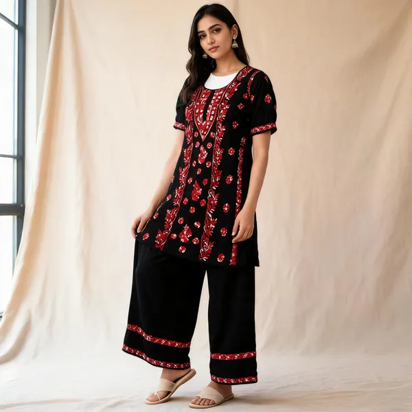 Black_Cotton_Kurta_Set_For_Women