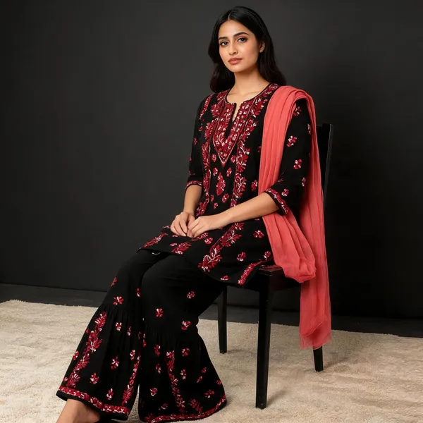 Black_Cotton_Kurta_Set_For_Women
