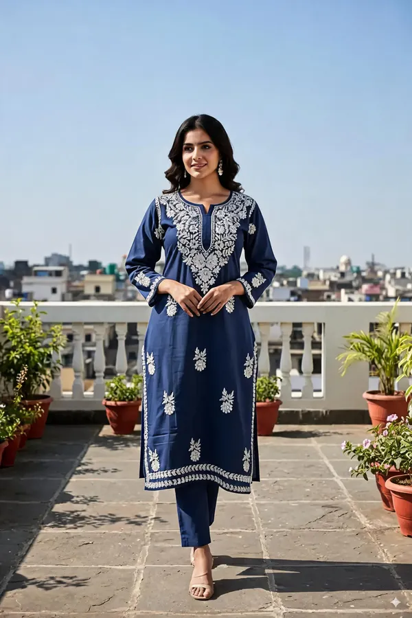 Blue_Cotton_Kurta_Set_For_Women
