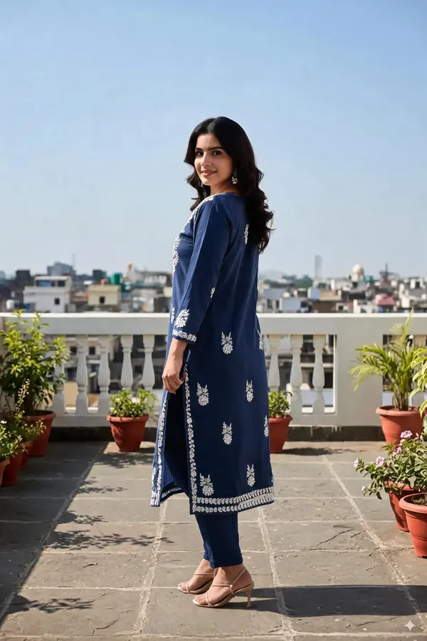 Blue_Cotton_Kurta_Set_For_Women