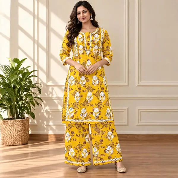 Yellow_Cotton_Palazzo_Suit_Set_For_Women