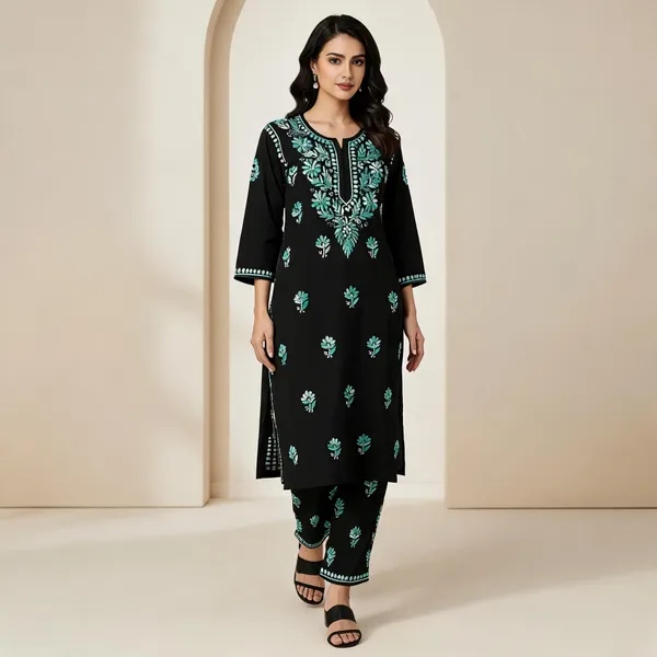 Black_Cotton_Kurta_Set_For_Women