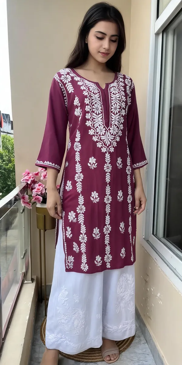 Magenta_Cotton_Kurti_With_Palazzo_Set_For_Women