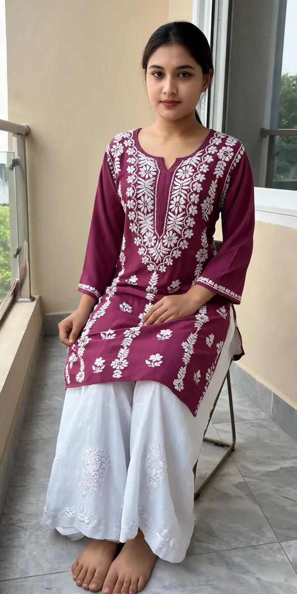 Magenta_Cotton_Kurti_With_Palazzo_Set_For_Women