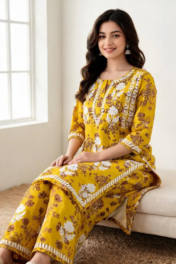 Yellow_Cotton_Palazzo_Suit_Set_For_Women