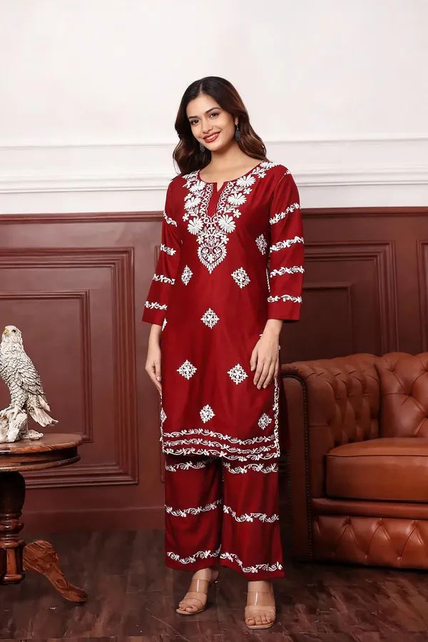 Maroon_Cotton_Palazzo_Kurta_Set_For_Women
