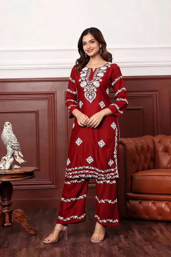 Maroon_Cotton_Palazzo_Kurta_Set_For_Women