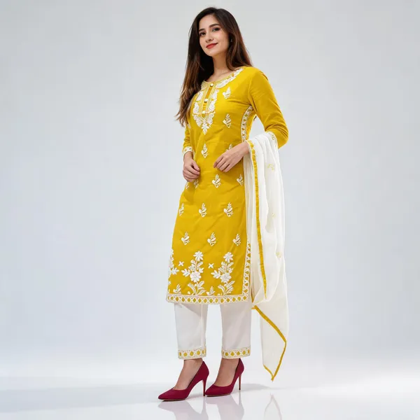 Yellow_Cotton_Kurta_Set_For_Women