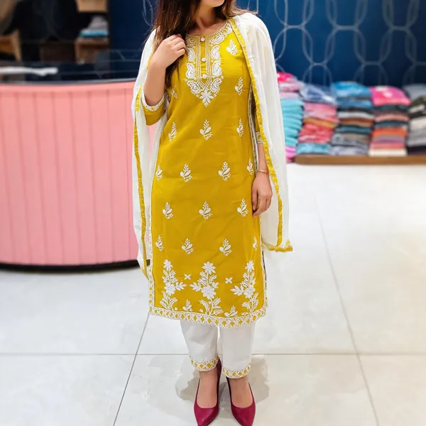 Yellow_Cotton_Kurta_Set_For_Women