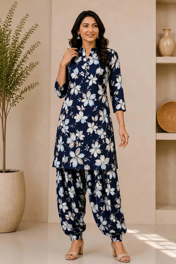 Blue_Cotton_Kurta_Set_For_Women