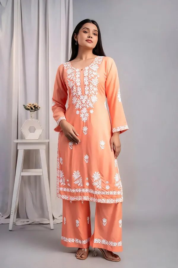 Peach_Cotton_Palazzo_Kurta_Set_For_Women