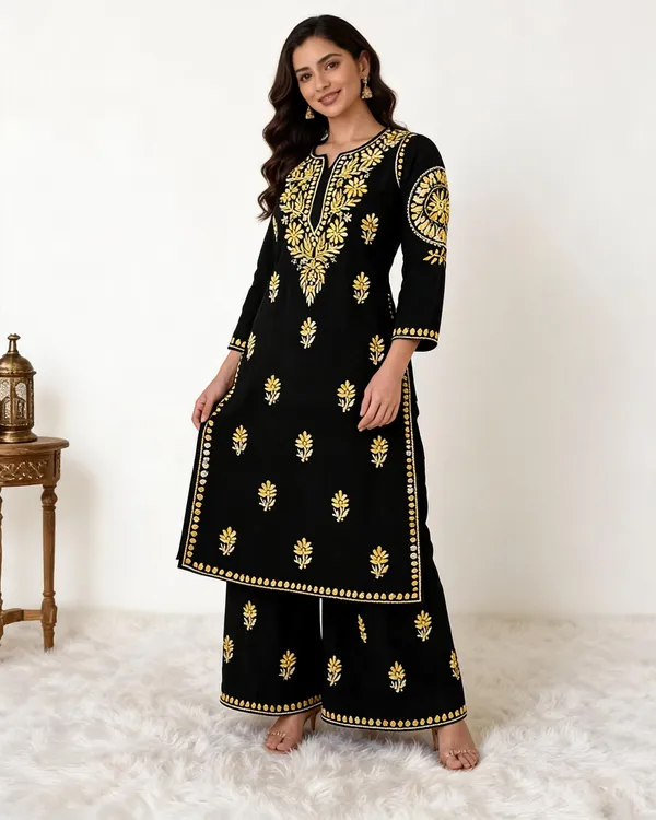Black_Cotton_Kurta_Set_For_Women
