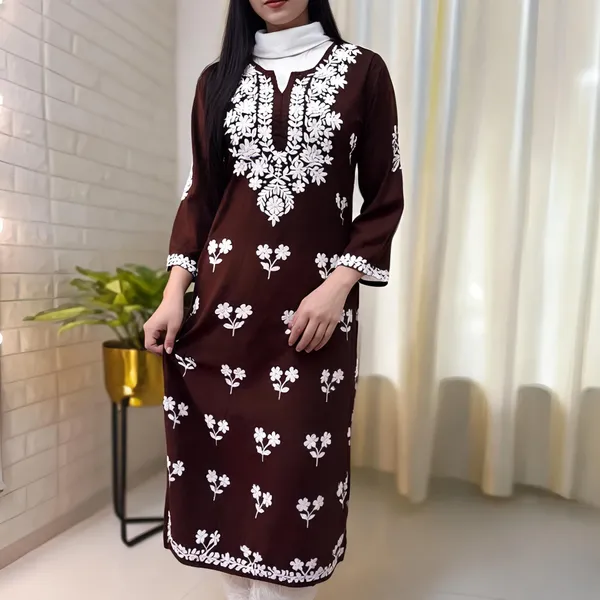 Brown_Cotton_Kurta_Set_For_Women