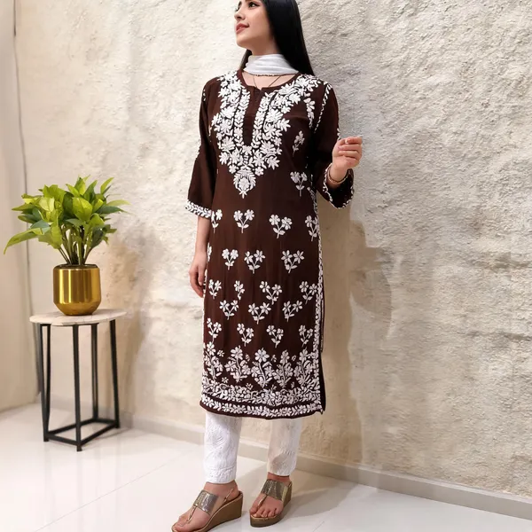 Brown_Cotton_Kurta_Set_For_Women