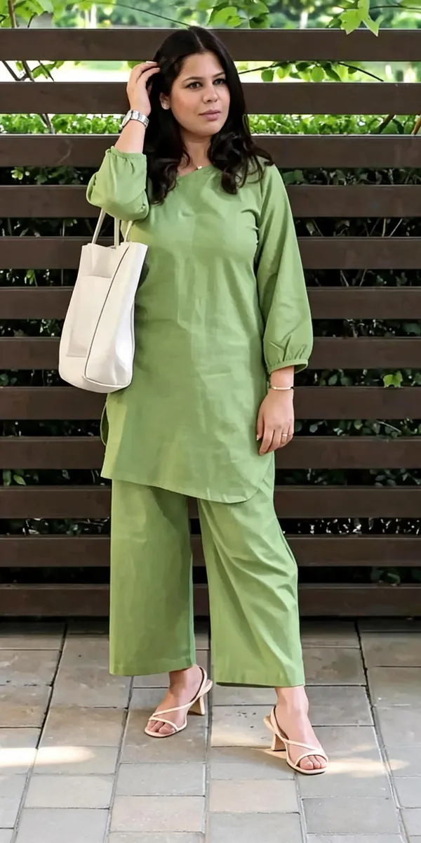 Green_Cotton_Kurta_Set_For_Women