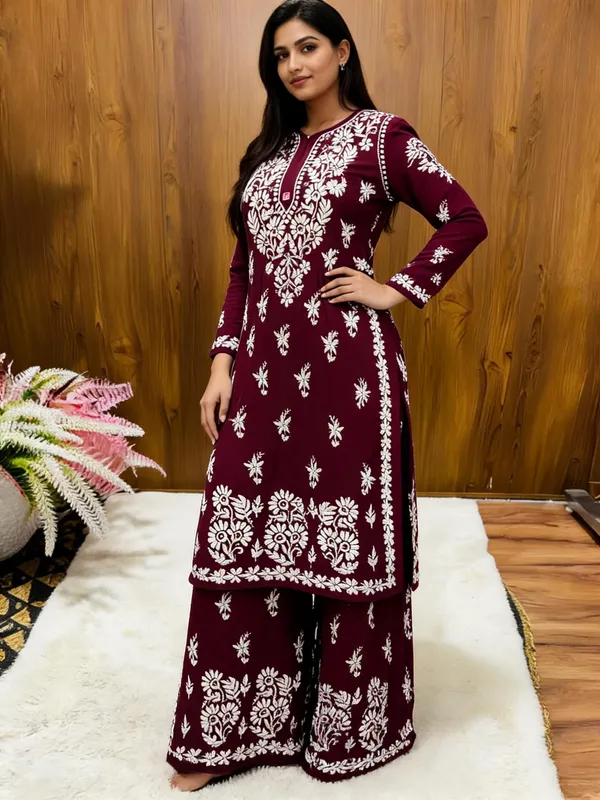 Wine_Cotton_Palazzo_Suit_Set_For_Women