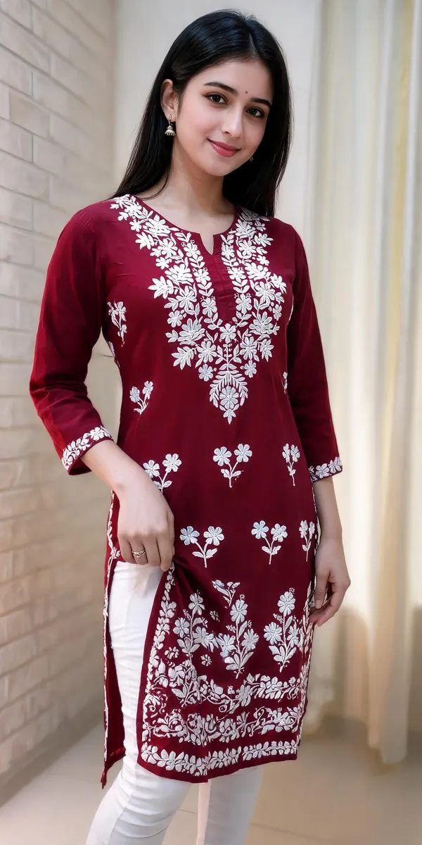 Maroon_Cotton_Kurta_Set_For_Women