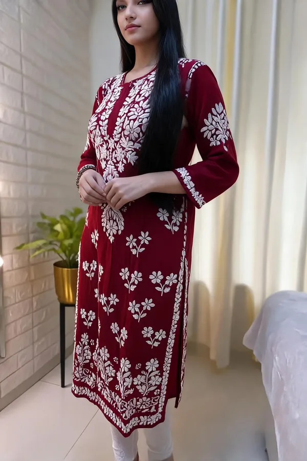 Maroon_Cotton_Kurta_Set_For_Women