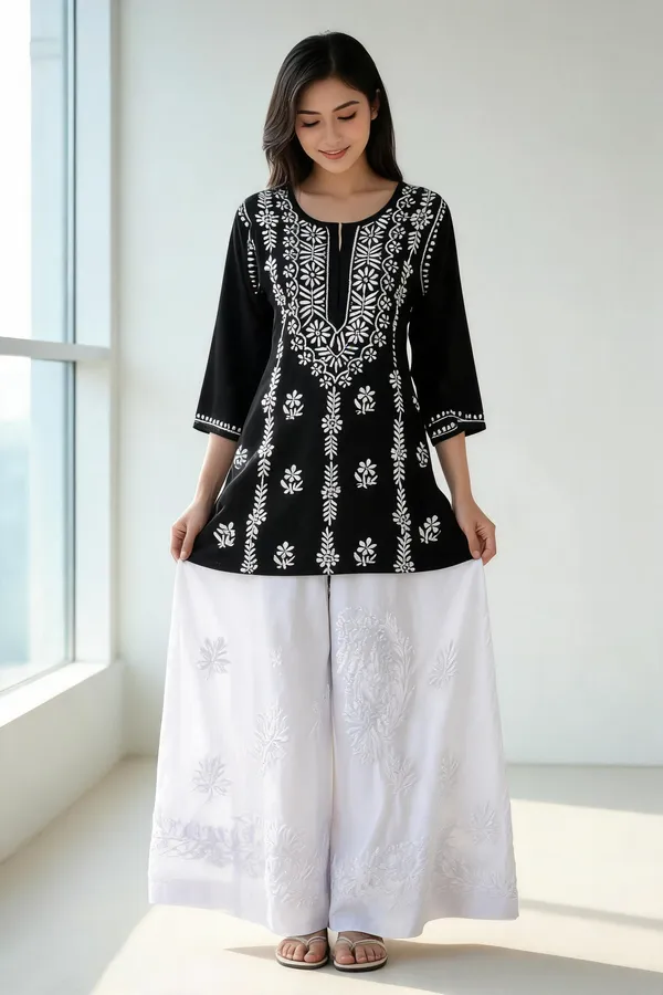 Black_Cotton_Kurti_With_Palazzo_Set_For_Women
