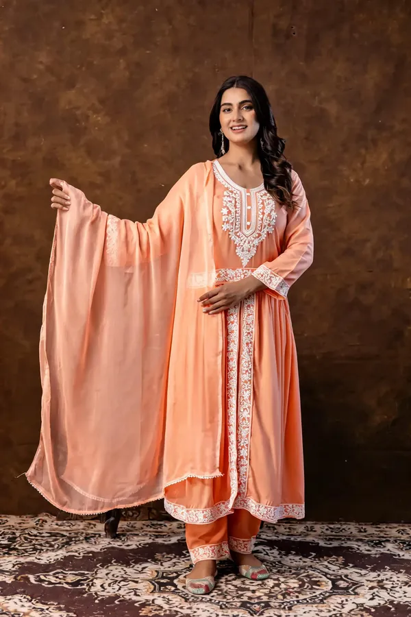 Peach_Cotton_Kurta_Set_For_Women