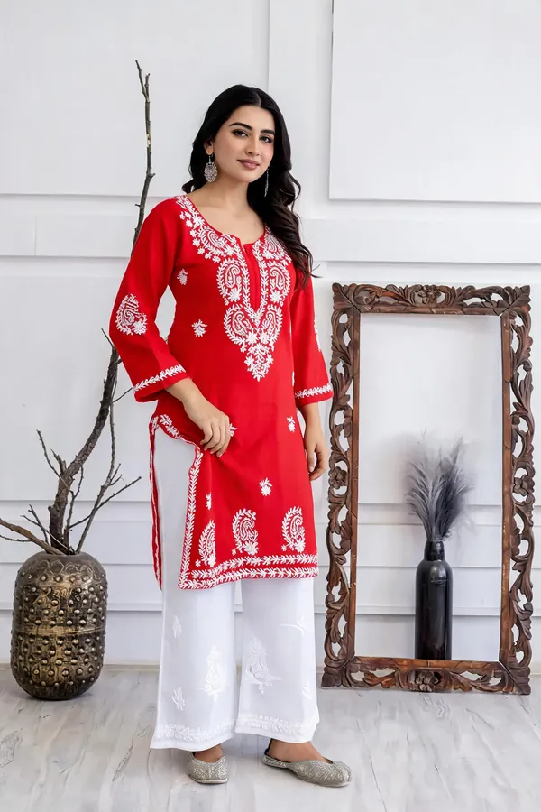 Red_Cotton_Kurta_Set_For_Women