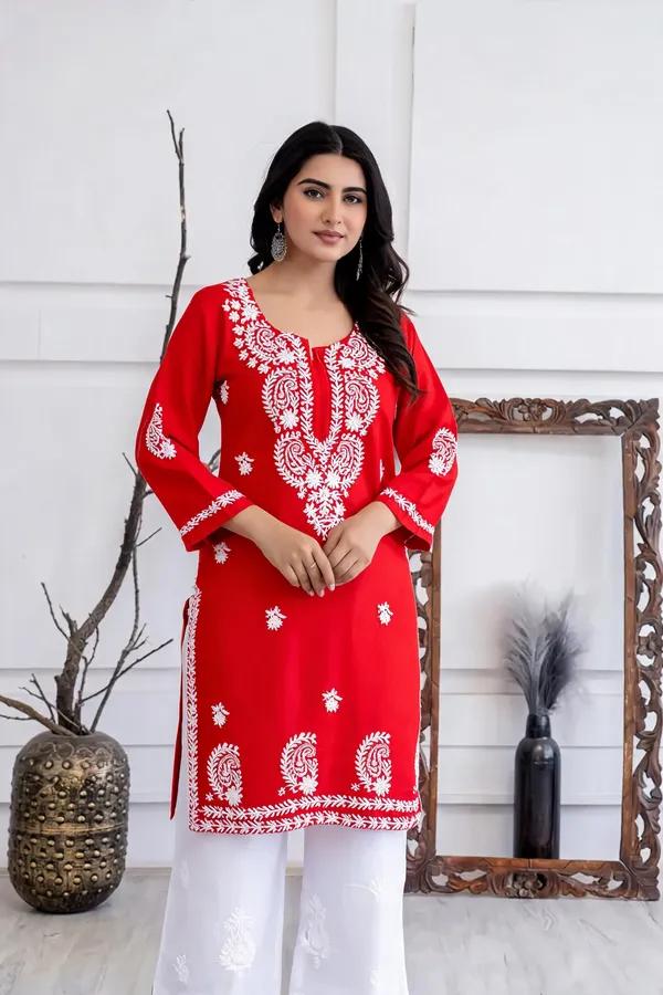 Red_Cotton_Kurta_Set_For_Women