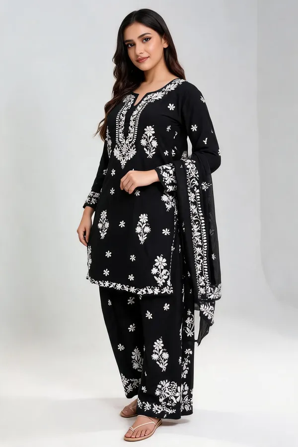 Black_Cotton_Kurta_Set_For_Women
