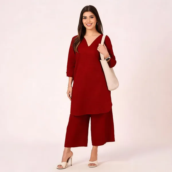 Maroon_Cotton_Kurta_Set_For_Women