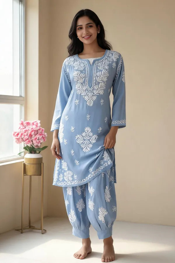 Sky_Blue_Cotton_Kurta_Set_For_Women