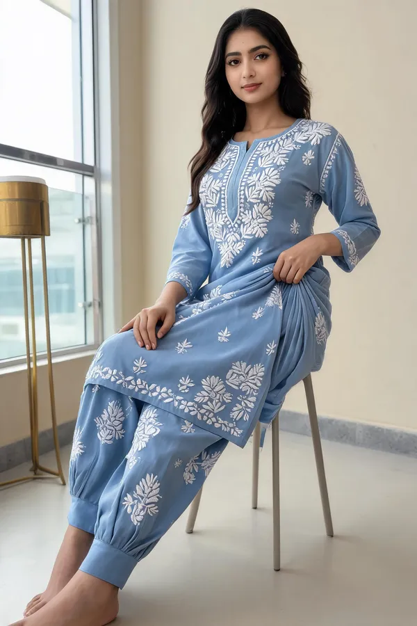 Sky_Blue_Cotton_Kurta_Set_For_Women