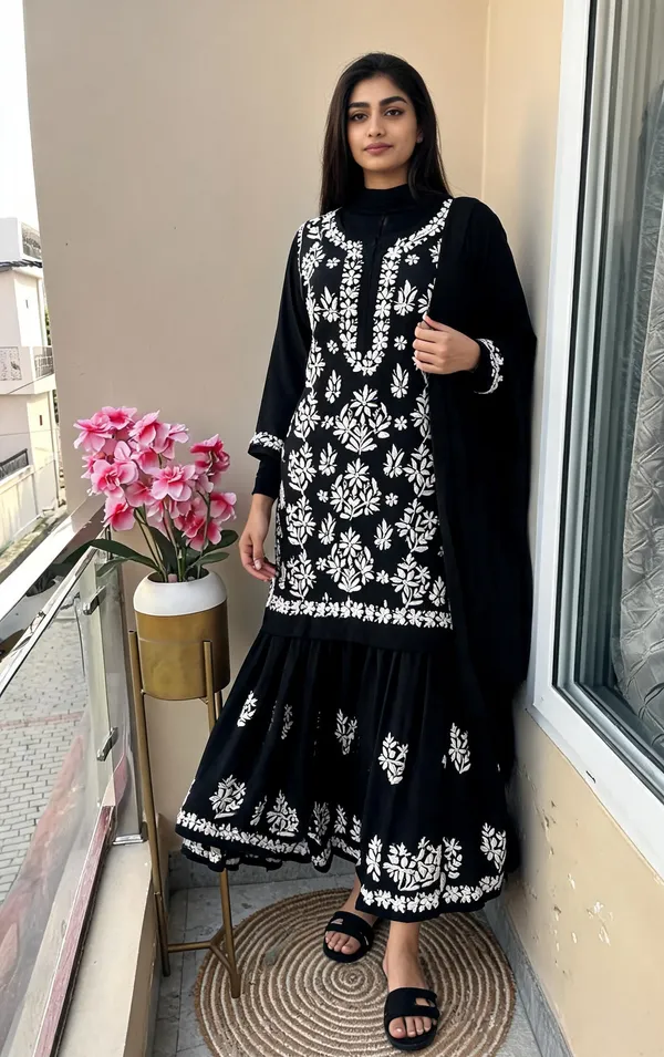 Black_Cotton_Kurta_Set_For_Women