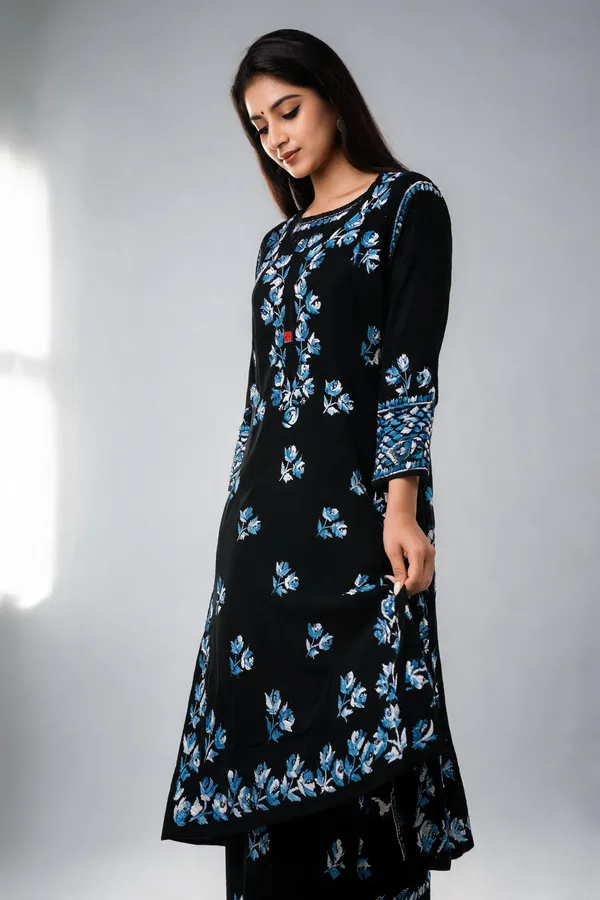 Black_Cotton_Kurta_Set_For_Women