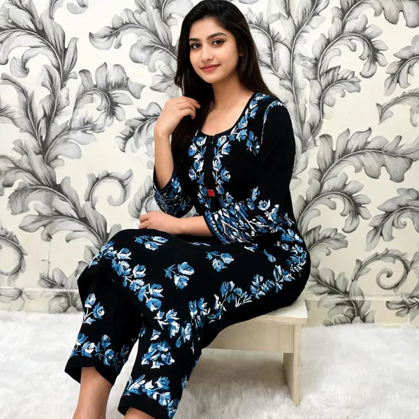 Black_Cotton_Kurta_Set_For_Women