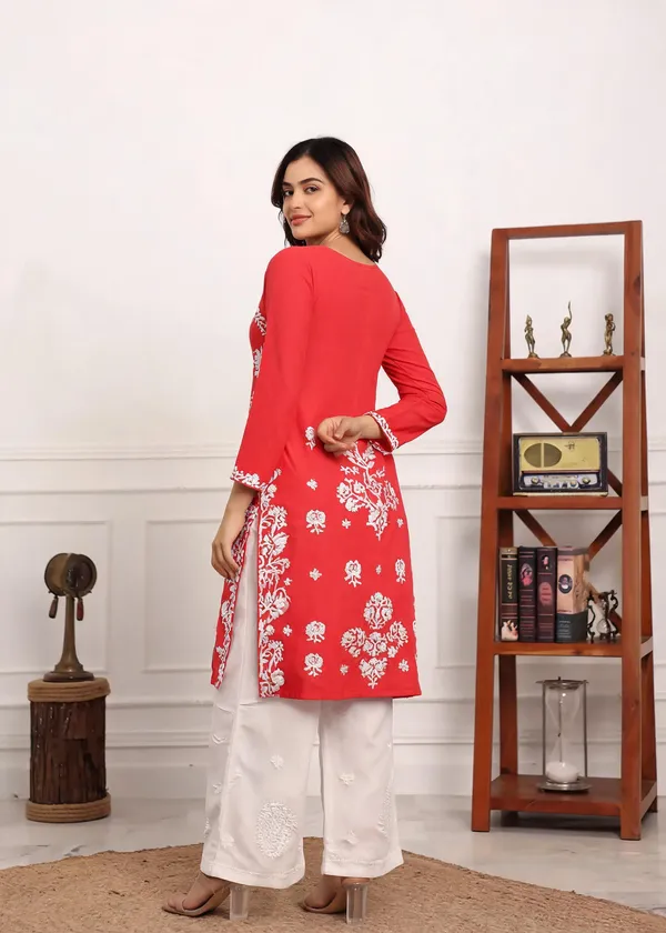 Red_Cotton_Kurta_Set_For_Women