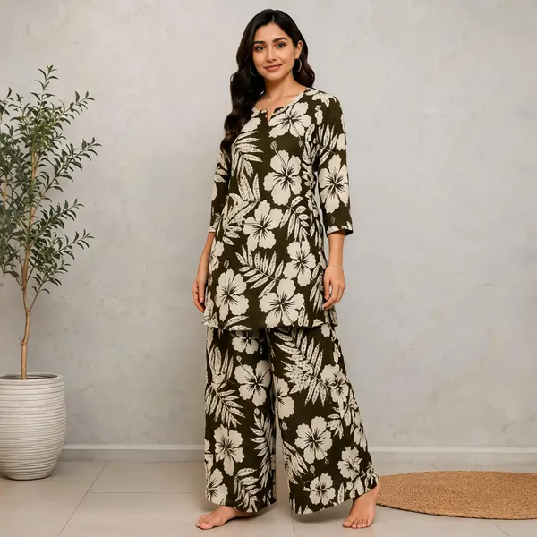 Green_Cotton_Kurta_Set_For_Women