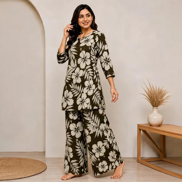 Green_Cotton_Kurta_Set_For_Women