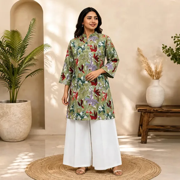 Green_Cotton_Kurta_Set_For_Women