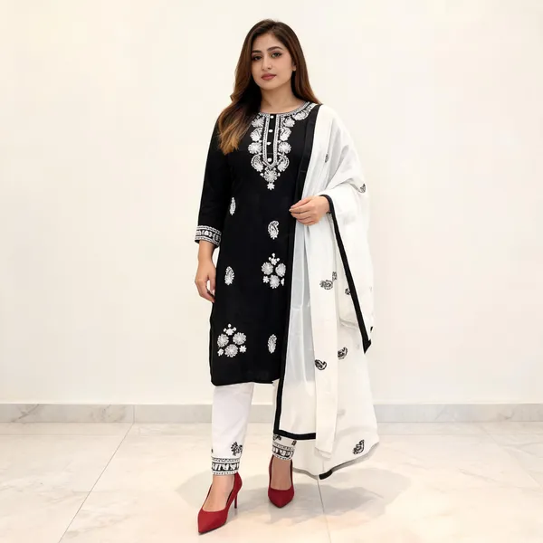 Black_Cotton_Kurta_Set_For_Women